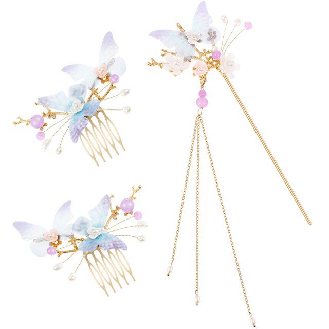 3 horquillas vintage con diseño de mariposas para el pelo, accesorios para el pelo para mujer.