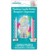 Multicolor Number 8 Flashing Birthday Candle Holder and Candles Set, 5 Pieces, by Way To Celebrate