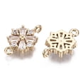 thumbnail image 2 of 2pcs Christmas Brass Micro Pave Cubic Zirconia Links Connectors Snowflake Long-Lasting Plated Light golden Clear 15x10.5x3mm Hole: 1.2mm, 2 of 2