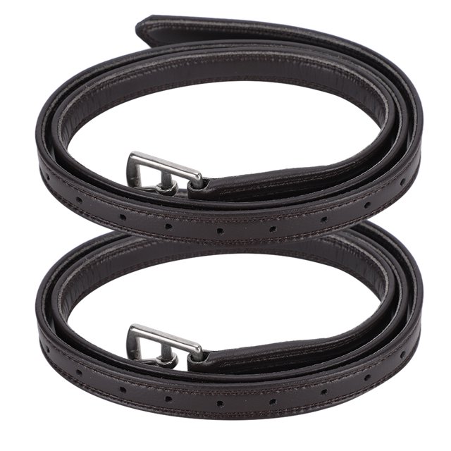 Un par de cinturón de estribo de caballo de silla de montar de Gran Bretaña, hebilla de acero inoxidable de microfibra de cuero suave, marrón oscuro