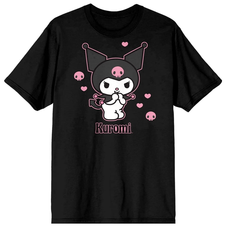 Bioworld, Sanrio Kuromi Anime Hearts Women's Black Tee Shirt