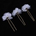thumbnail image 3 of 3Pcs/Set Bridal Flower Hairpin Hair Ornament Headwear Jewelry , White, 8x4cm, 3 of 8