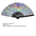 thumbnail image 2 of CSChome Folding Fan Folding Performance Prop: 13 Ribs Brilliant Color Transparent 13 Inch Large Shining Rave Hand Perfect Birthday Gift, 2 of 7