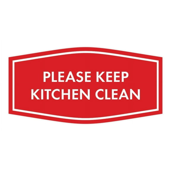 Signs ByLITA Fancy Please Keep Kitchen Clean Sign - Kitchen Signs | Durable Material | Cleaning Reminder | Easy Installation Sign (Red) - Large