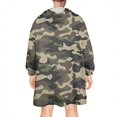thumbnail image 2 of Green Brown Camo Classic Shapes Pattern Wearable Oversized Blanket,Wearable Blanket Hoodie for Adults,Cozy Hooded Blankets with Super Pockets,Super Warm Fuzzy Pullover for Women & Men, 2 of 6