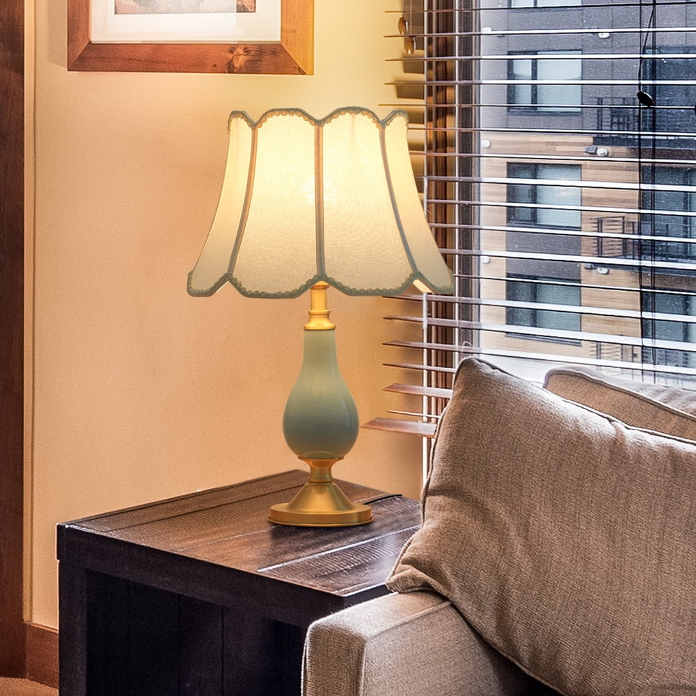 Buy ELECWISH Set of 2 Traditional Table Lamps Bronze Ceramic Carved Leaf Creme Rectangular Bell