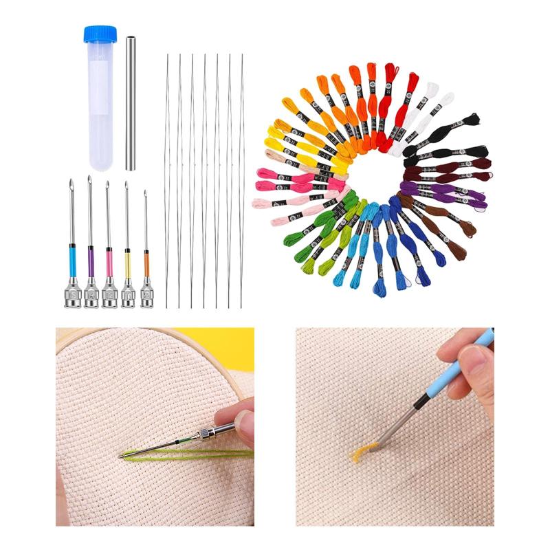 Embroidery Punch , 62 Pcs Punch Tool with Punch, 48 Pcs Embroidery Thread, Embroidery , Punch - image 4 of 6