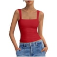 thumbnail image 2 of Vmvidoty Summer Women Tank Top Square Neck Sleeveless Basic Tight T Shirts Red M, 2 of 5