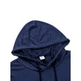 thumbnail image 3 of LUXUR Mens T Shirts Hooded Neck Blouse Solid Color Summer Tops Loose Fit Pullover Short Sleeve Basic Tee Navy Blue XL, 3 of 5