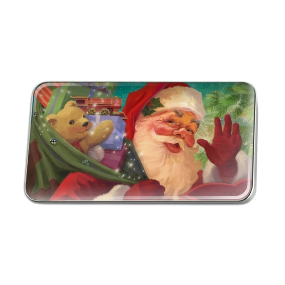 Christmas Holiday Jolly Happy Santa Claus Metal Rectangle Lapel Hat Pin Tie Tack Pinback