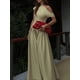 thumbnail image 4 of Vestido largo elegante de mujer, liso, con cuello Diagonal, diseño de telas combinadas con plisado, elegante, con una hilera de botones, manga corta, corte A, ropa de fiesta para mujer, 4 of 5