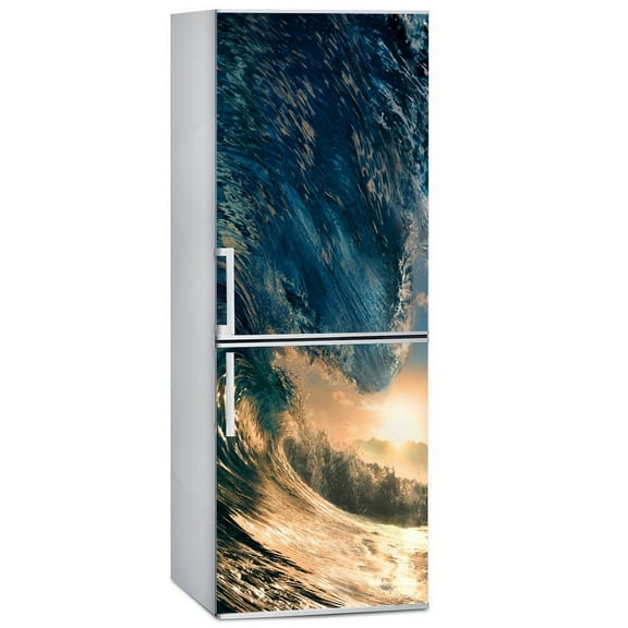 Seaside Sunset Refrigerator Wallpaper 3D Stereoscopic Refrigerator Door Decoration Poster Vinyl Wate