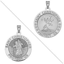 PicturesOnGold.com Wrestling - Saint Christopher Doubledside Sports Religious Medal Female Adult 1 inch Solid 14K White Gold