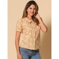 thumbnail image 2 of DARING DIVA Women's Turndown Collar Button Down Floral Blouse XL Orange, 2 of 5
