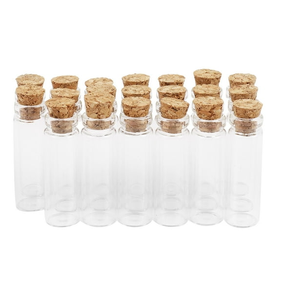 20Pcs 11X32Mm Tiny Mini Empty Clear Cork Glass Bottles Vials 2Ml