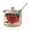 Red, variant on Japanese spice jar with lid, sugar bowls with lid, retro mini sugar pot made of porcelain, salt bowl, spice jar with lid, spoon for coffee serving set, bar countertop