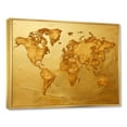 thumbnail image 2 of Designart World Map framed wall Art, Geographical Gold On The World Map , world map Large framed wall art decor, Gold Gold framed wall art, 20x12 inches Gold Frame, 2 of 5