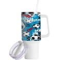 thumbnail image 2 of SKYSONIC 40 oz Blue Football Tumbler with Handle and Straw Lid, Insulated Cup Reusable Stainless Steel Water Bottle Travel Mug, 2 of 7