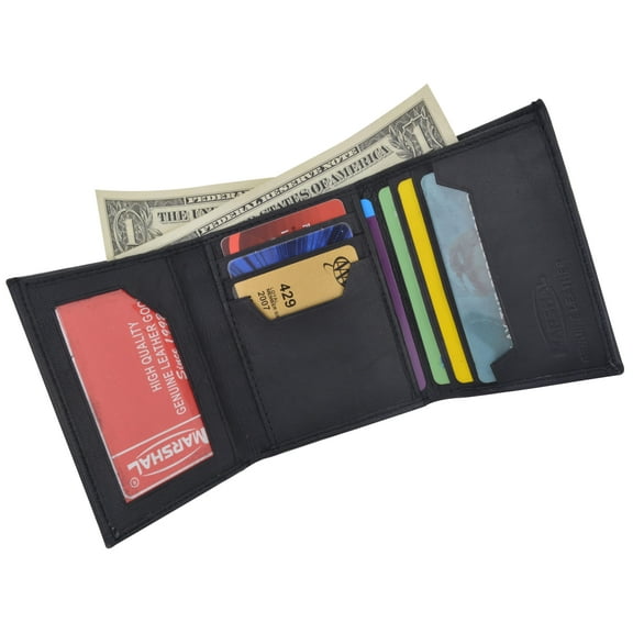 Multi Card Holder ID Window Trifold Soft Leather Mens Wallet 1255