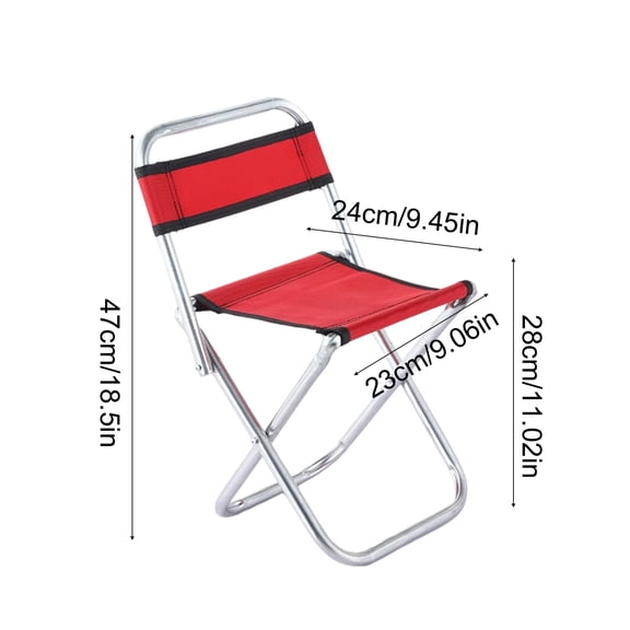 Outdoor Folding Chair with Backrest, Portable Stainless Steel Stool for Camping Fishing Barbecue, Compact Storage, Multi-Color