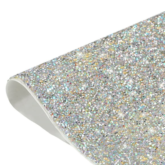 Unique Bargains Bling Feuille de Strass Autocollant 9,44 x 15,75 Pouces Argent Coloré