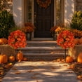 thumbnail image 5 of Artificial Flower Bundle 45cm, Faux Mum Topiary with Ground Stake for Outdoor Garden, Fall Orange Flowers for Porch Patio Yard Decor, UV Resistant Fake Flowers for Halloween Thanksgiving, 5 of 9