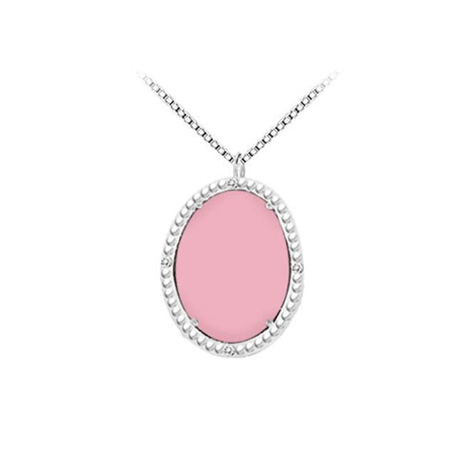 Fine Jewelry Vault UBPDBK70344AGCZCPK Sterling Silver Pink Chalcedony and Cubic Zirconia Pendant 15.08 CT TGW by Fine Jewelry Vault
