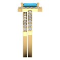 thumbnail image 3 of 2.22 ct Brilliant Emerald Cut Turquoise 14k Yellow Gold Halo Solitaire with Accents Engagement Bridal Wedding Ring Band Set size 5.25, 3 of 7
