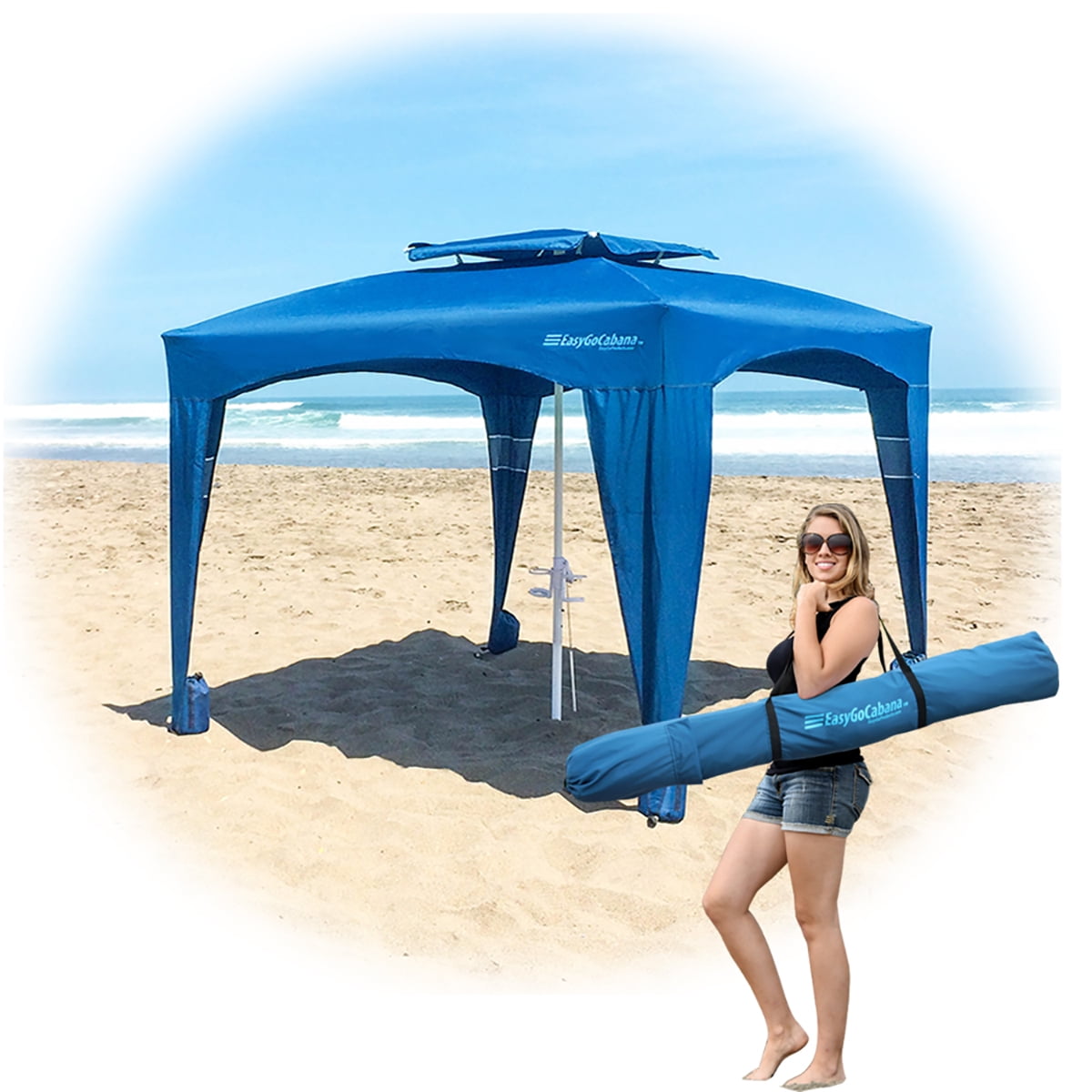 EasyGo Cabana 6' X 6' Beach & Sports Cabana Stays Cool & Comfortable - Easy  Assembly - Large Shade Area-Elegant & Classy
