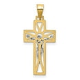 thumbnail image 4 of Finest Gold 14K Two-Tone Crucifix Pendant, 4 of 4