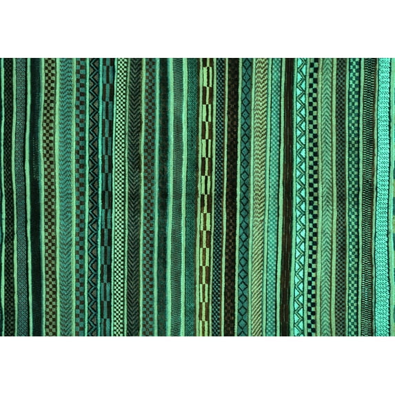 Ahgly Company Indoor Rectangle Abstract Turquoise Blue Modern Area Rugs, 5' x 7'