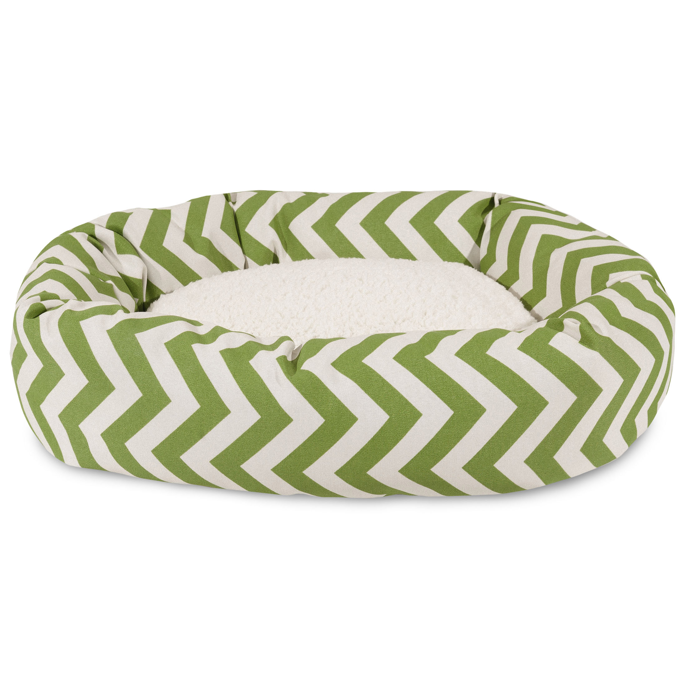 Majestic Pet Sherpa Chevron Bagel Pet Bed for Dogs, Calming Dog Bed Washable, Medium, Sage