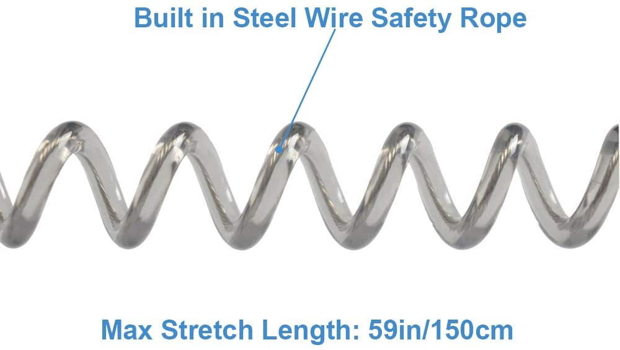 6 Coiled Lanyards Safety Rope Retractable Tether With Carabiner