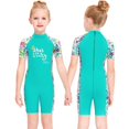 thumbnail image 2 of Kids Shorty Piece Swimsuits + Sun Protection Neoprene for Surfing Swimming - Green XL, 2 of 10