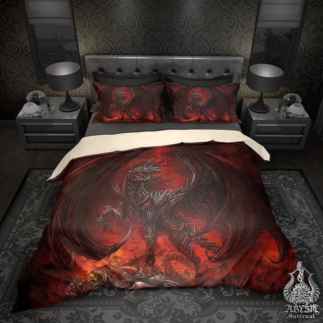 Demon Bedding Set, Comforter or Duvet, Gamer Bed Cover, Alternative Bedroom