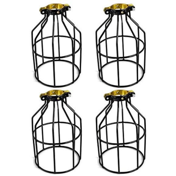 YI LIGHTING - Industrial Vintage Style Metal Lamp Guard Cage for Pendant String Lights and Vintage Lamp Holders Black (4)