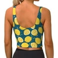 thumbnail image 3 of Haiem Lemon Pattern Womens Sports Bra - U Neck Padded Low Impact Yoga Bra Workout Crop Top Gym Moisture-Wicking Workout Vest -, 3 of 9