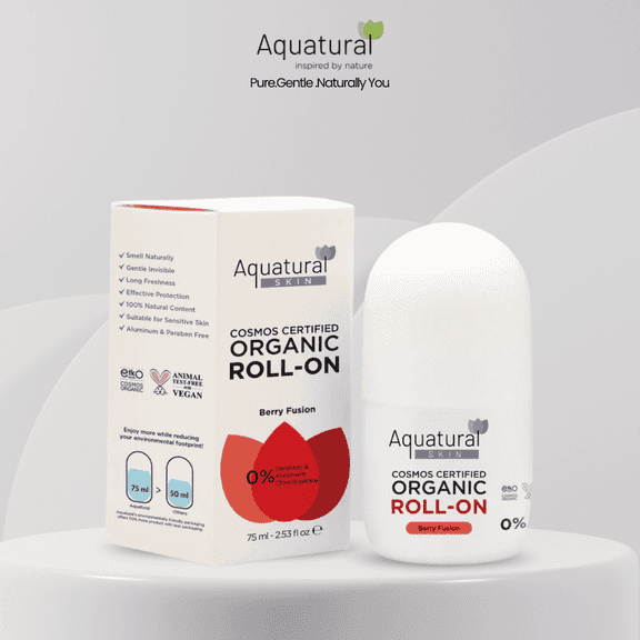 Aquatural Organic Roll-on Deodorant, Aluminum-Free, Berry Fusion, 2.53 fl oz