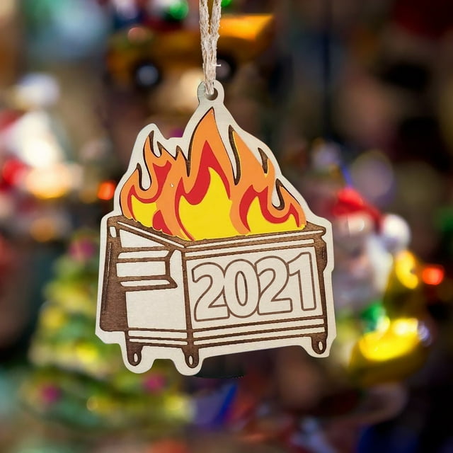 DPTALR Dumpster Fire Christmas Ornament Christmas Tree Wooden Pendants