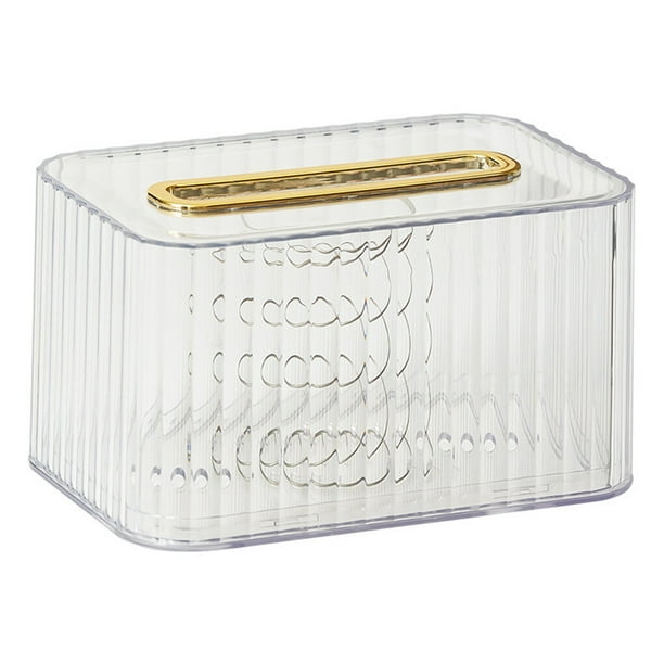 Toystoory Caja de pañuelos ABS, recambio lavable recargable, de baño de oficina, rollo de papel con resorte, contenedor, accesorios de caja Almacenamiento y organización del hogar Transparente