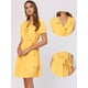 thumbnail image 2 of Vestido de verano con cuello en V y volantes para mujer, minivestido de manga corta con cinturón Amarillo XL, 2 of 6
