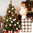 thumbnail image 1 of Juego de 12 Adornos Navideños de Bolas Flocadas de 6 Cm | Colores Rojo, Blanco, Verde y Café | Bolas Colgantes Ligeras para Árbol de Navidad con Tapas y Cuerda | Decoración para Fiestas, Hogar, Ofici, 1 of 6