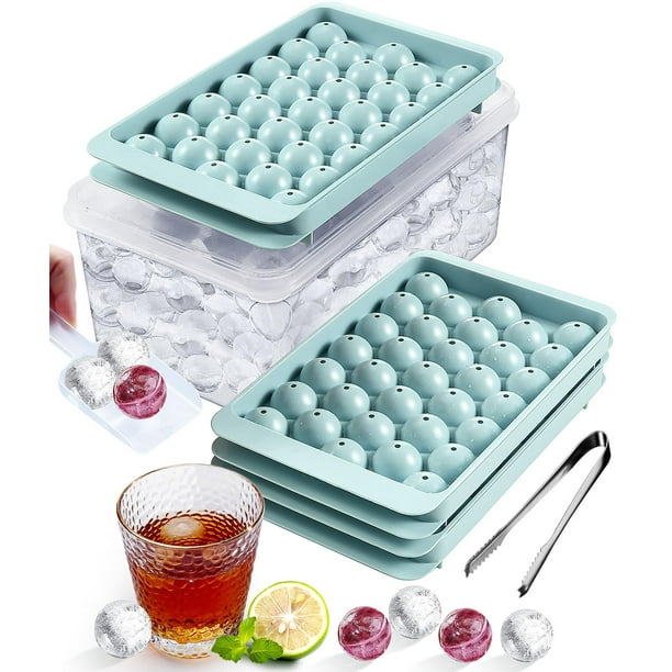 Juego de bandejas para cubitos de hielo, apilables, con tapa y papelera, 9 bolas