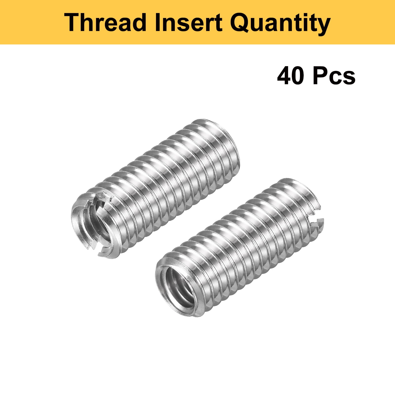 Uxcell 40pcs Thread Repair Inserts M8 x 1.25 Male to M6 x 1 Female Thread 20mm Long Stainless Steel Reducing Nuts Metric Self Tapping Sleeves