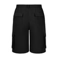 thumbnail image 6 of Amzcrzy Cargo Shorts for Men with Button Pockets Oversized Staight Leg Summer Workout Shorts Lightweight Elastic Waist Knee Length Hiking Shorts Casual Solid Color Outdoor Mens Shorts Black L, 6 of 7