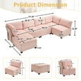thumbnail image 6 of Modular Sectional Sofa U Shaped Modular Couch with Reversible Chaise Modular Sofa Sectional Couch, 6- Seat Convertible Sofa, Fit for Living Room (Pink), 6 of 11