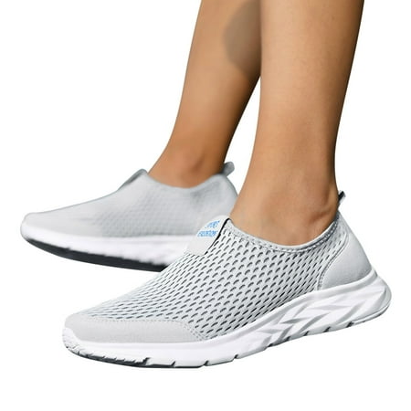 

Follure Women Breathable Lace Up Shoes Flats Casual Shoes Unisex Lightweight Work Shoes Sporty Breathable Slip Work Trainers