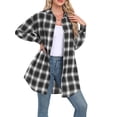 thumbnail image 4 of Cueply Womens Flannel Shirts Plaid Shacket Long Sleeve Button Down Collared Jacket Coats with Pockets, 4 of 6