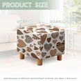 thumbnail image 3 of SCRAWLGOD Heart Animal Print Brown Beige Stretch Ottoman Cover Square, Footrest Stool Slipcover with Elastic Bottom Comfortable Foot Stool Cover Furniture Protector for Living Room, 3 of 7