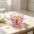 thumbnail image 6 of Steadline Glass Candlestick,Lotus Shaped Candle Holder With Stable Base,Translucent Tabletop Ornament For Dining Space Wedding Party Aromatherapy Layout And Indoor Ambient Decoration(Pink), 6 of 7
